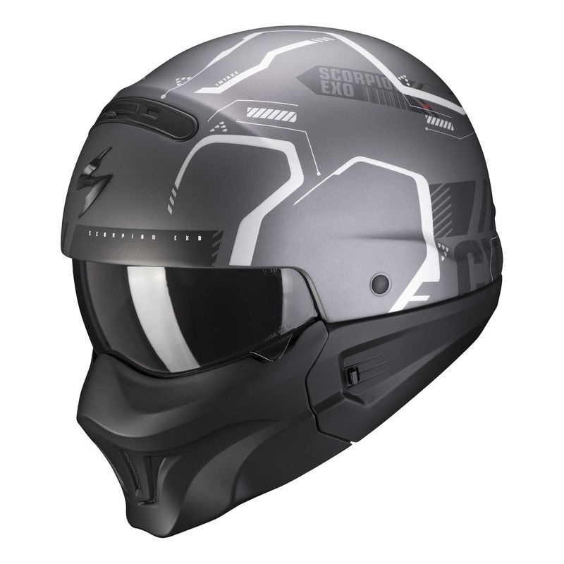 Casque jet Scorpion EXO-Combat Ram Mat gris foncé/argent- XS