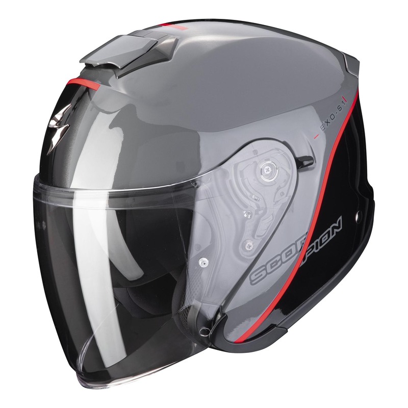 Casque jet Scorpion EXO-S1 Essence gris ciment/noir/rouge- XS