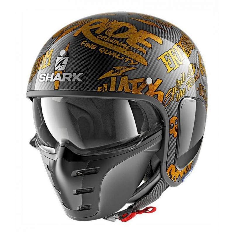 Casque jet Shark S-DRAK FREESTYLE CUP carbone/or