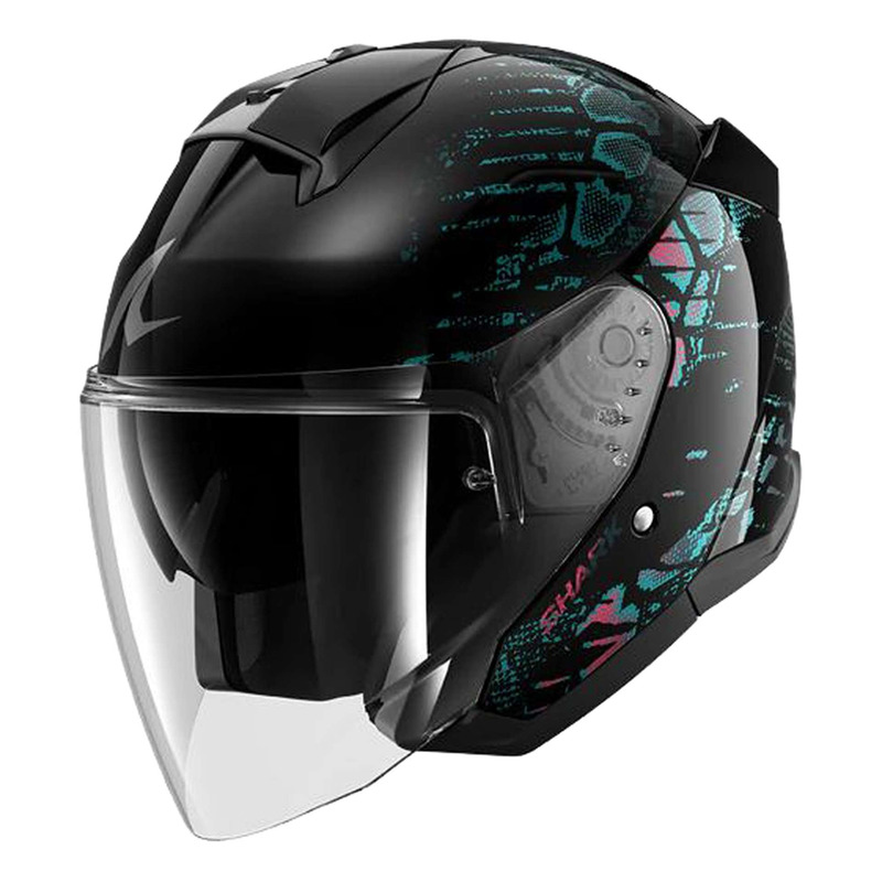 Casque jet Shark Skwal Jet Reptaia black/violet glitter