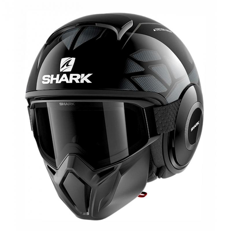 Casque jet Shark Street-Drak Hurok noir/argent/noir- XS