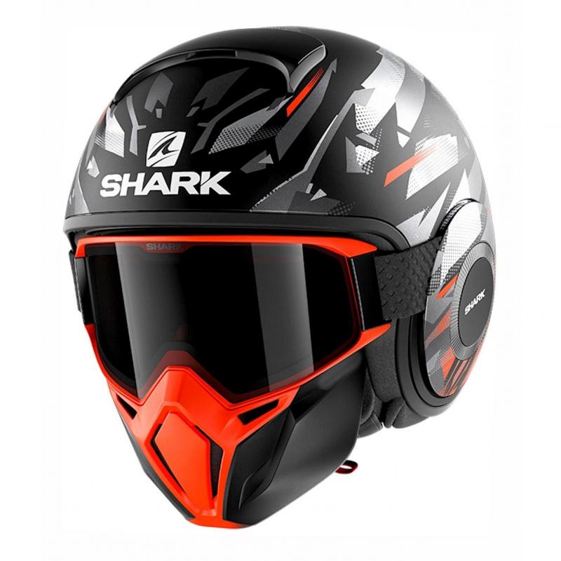Casque jet Shark Street-Drak Kanhji Mat noir/orange/argent- XS