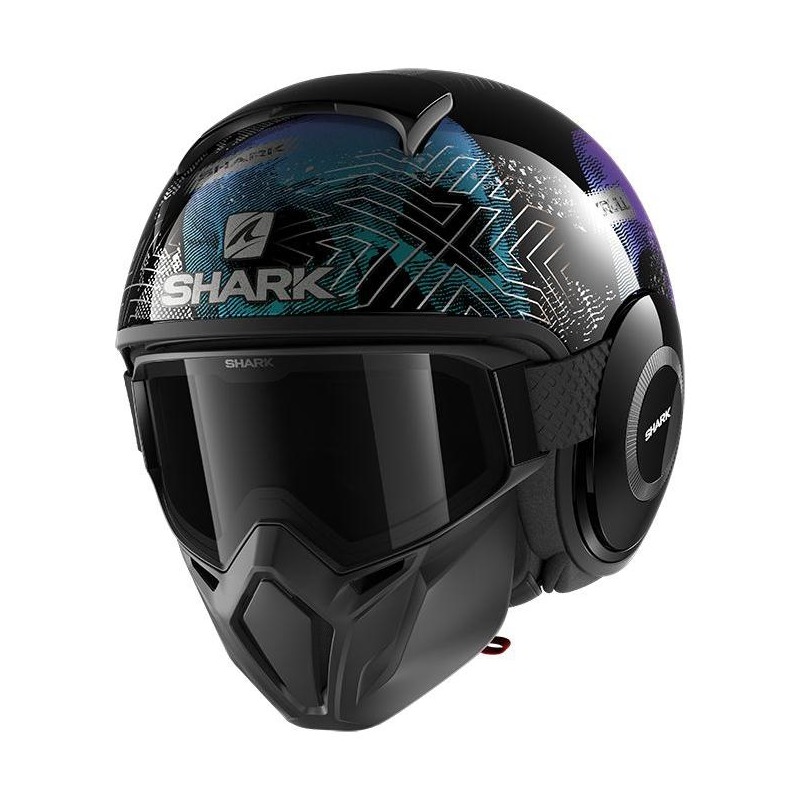Casque jet Shark Street-Drak Krull caméléon violet/bleu/noir- XS