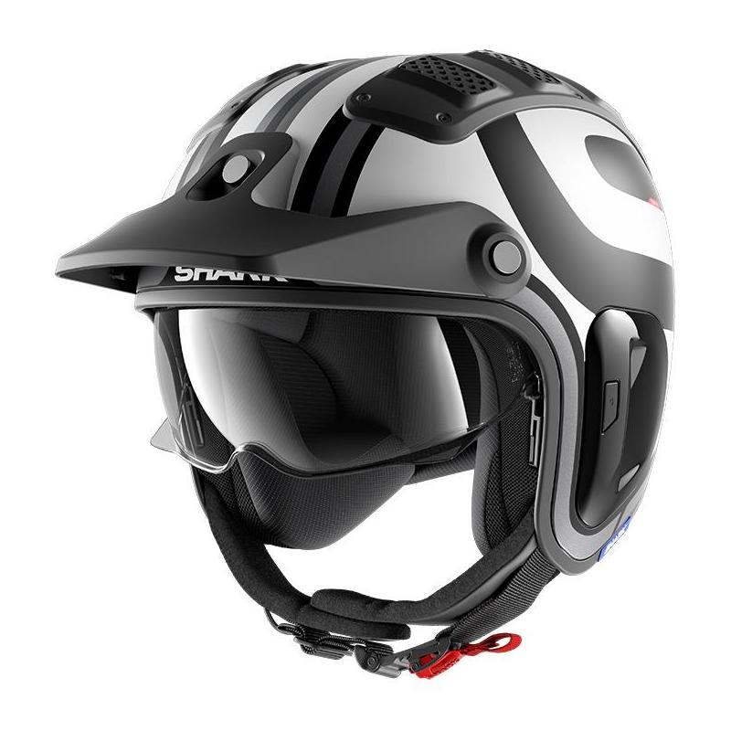 Casque jet Shark X-Drak 2 Thrust-R Mat noir/blanc/anthracite- XS