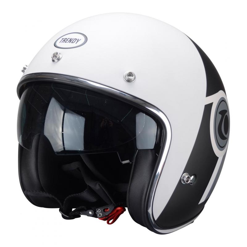 Casque jet Trendy T-104 blanc / noir / gris- S