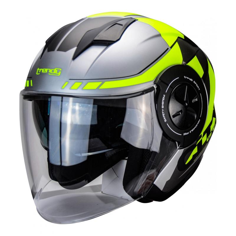 Casque jet Trendy T-405 gris / jaune / rouge- XS