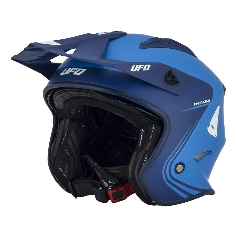 Casque jet trial Ufo Sheratan bleu mat- XS