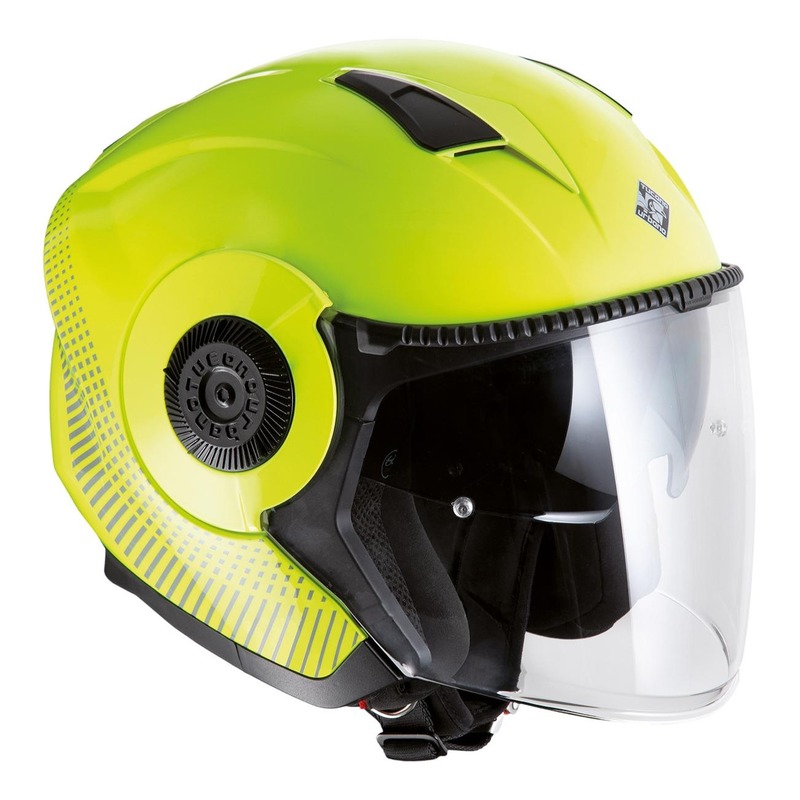 Casque jet Tucano Urbano EL’Tange jaune fluo/ graphisme A brillant-
