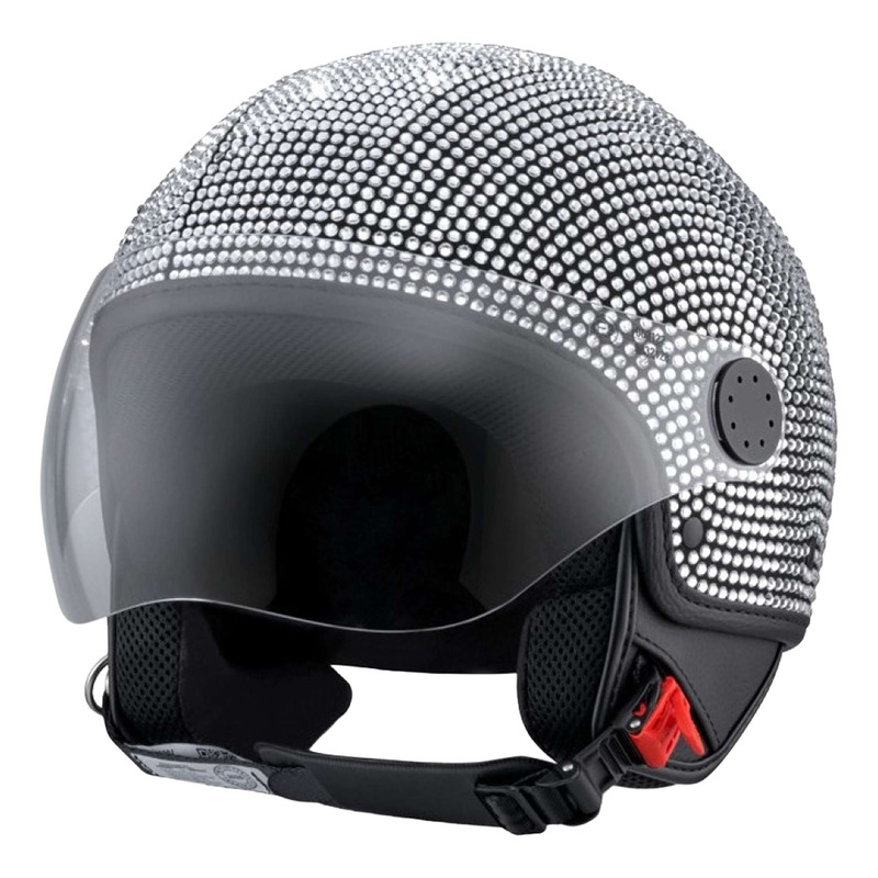 Casque jet Vespa Visor 4.0 DEC Bling argent brillant