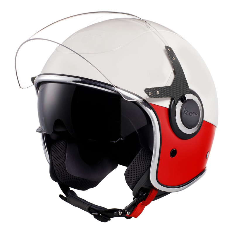 Casque jet Vespa VJ blanc/rouge (ECE 22.05)- XS