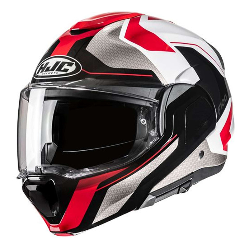 Casque modulable HJC F100 Bios MC1 blanc/noir/rouge brillant