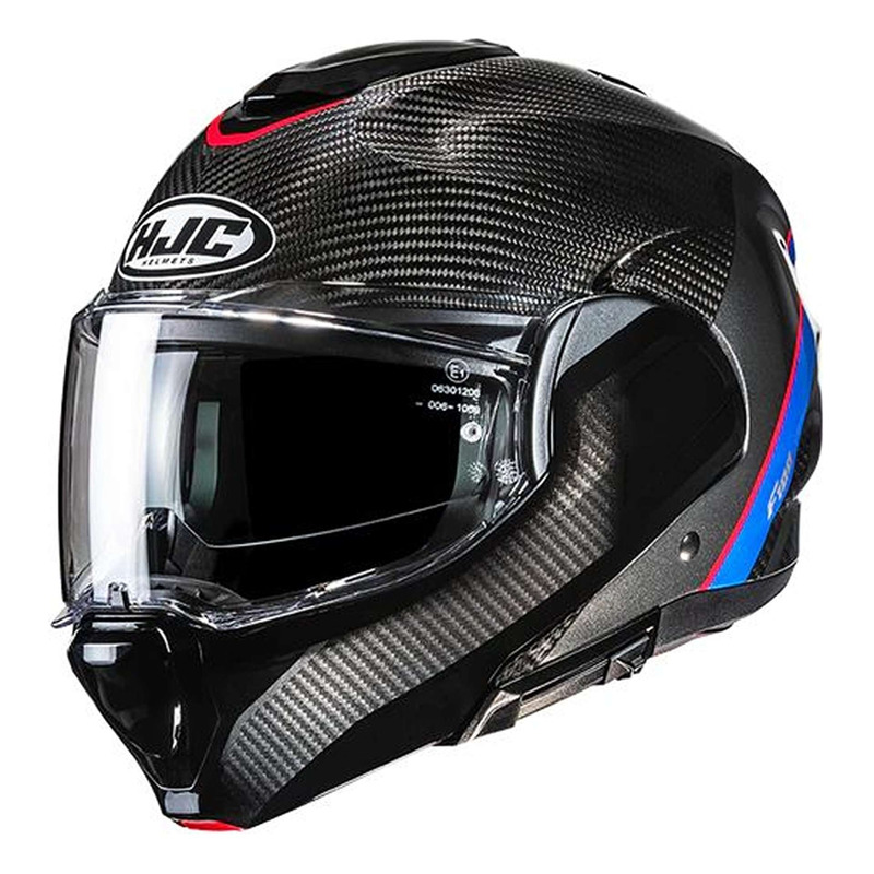 Casque modulable HJC F100 Carbon Stan MC21 carbone/bleu/rouge brillant