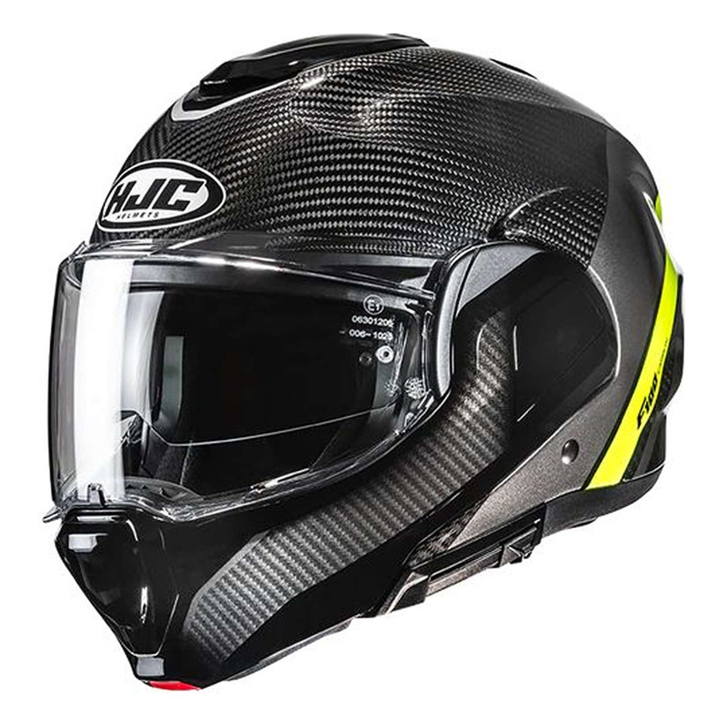 Casque modulable HJC F100 Carbon Stan MC3H carbone/gris/jaune brillant