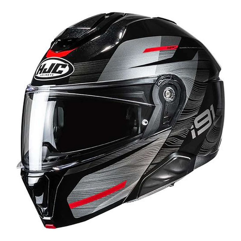 Casque modulable HJC i91 Dusk MC1 noir/gris/rouge brillant- XS