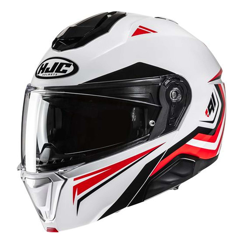 Casque modulable HJC i91 Tricus MC1 blanc/rouge/noir brillant