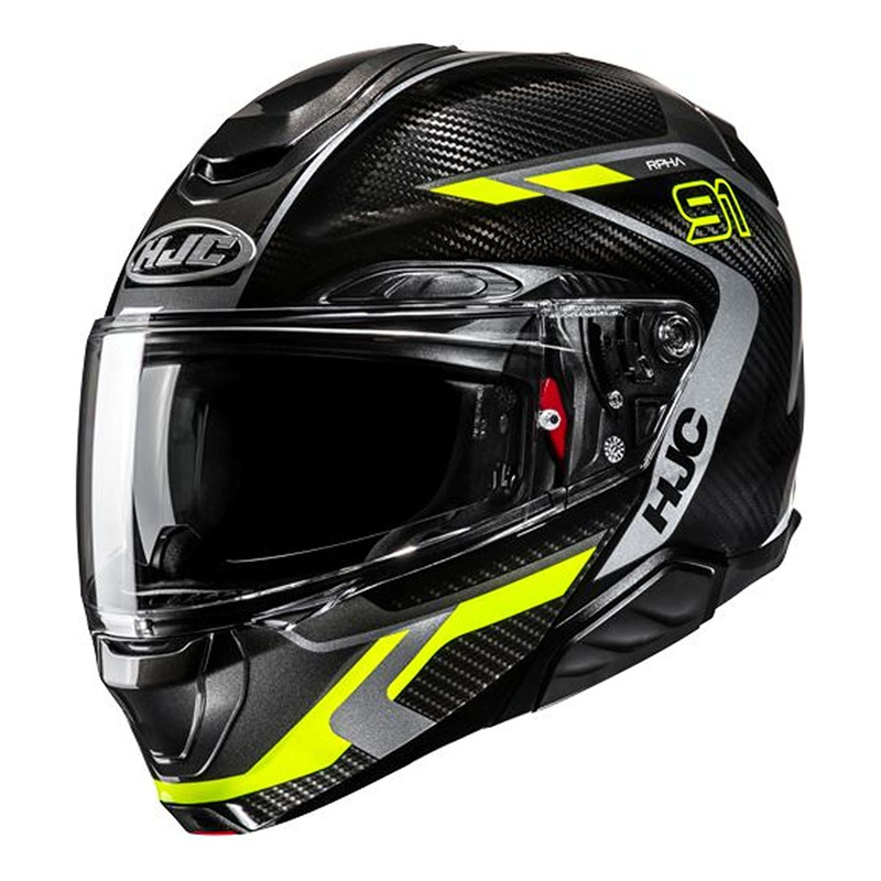 Casque modulable HJC RPHA91 Carbon Lagos MC3H noir/jaune brillant