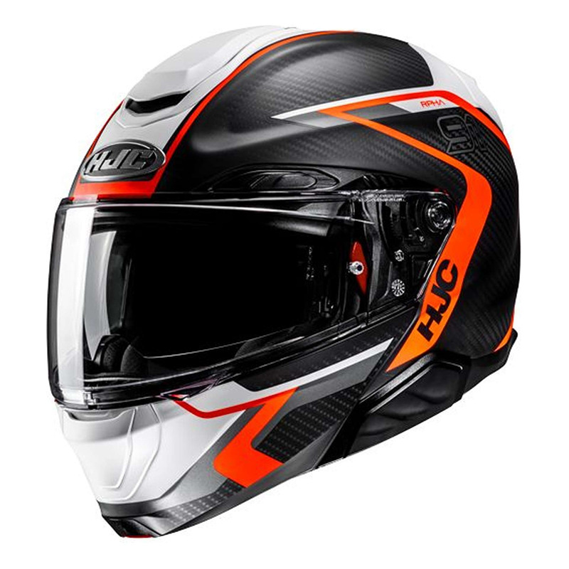 Casque modulable HJC RPHA91 Carbon Lagos MC6HSF noir/blanc/orange brillant