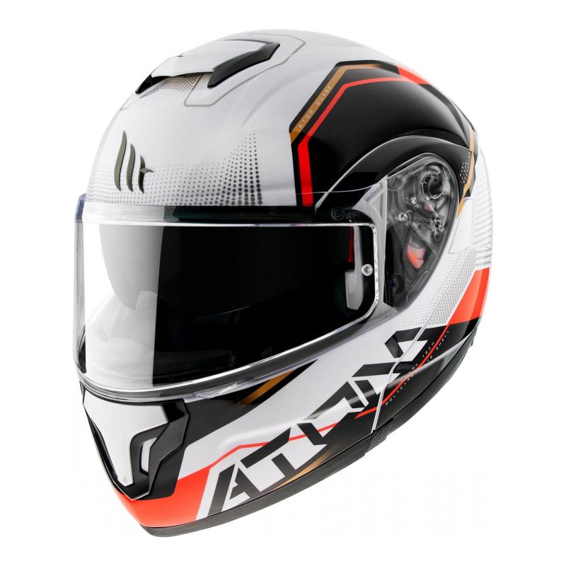 Casque modulable MT Helmets Atom SV Quark B5 blanc-rouge brillant- S