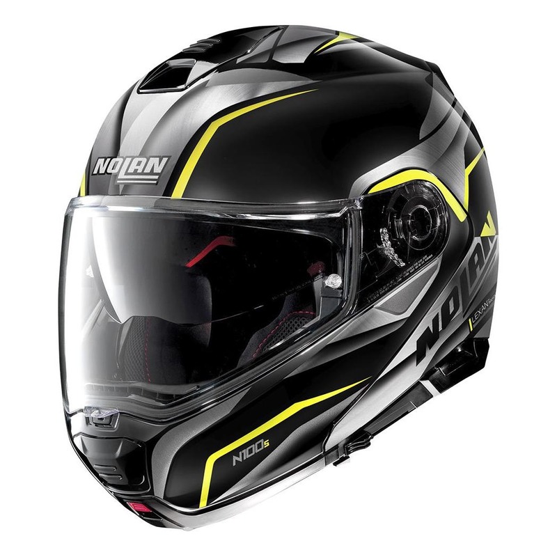 Casque modulable Nolan N100-5 Balteus N-Com Brillant noir/jaune- 2XS
