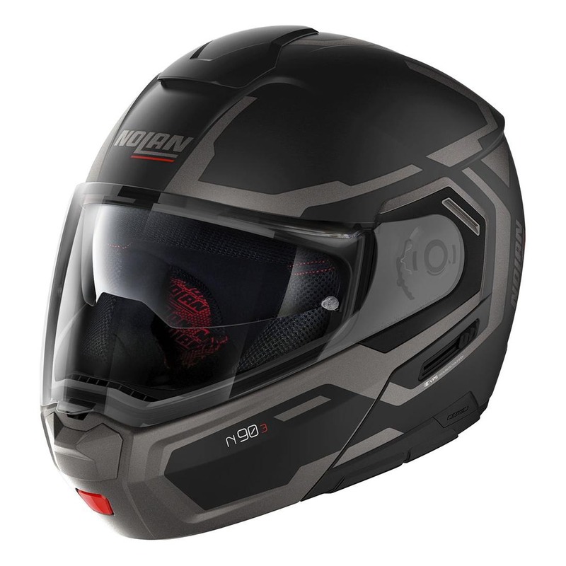 Casque modulable Nolan N90-3 Driller N-Com Mat noir/gris- 2XS