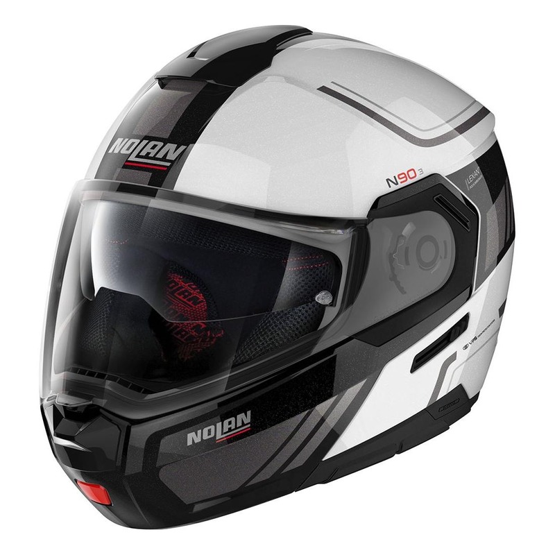 Casque modulable Nolan N90-3 Voyager N-Com Métal blanc/noir- 2XS