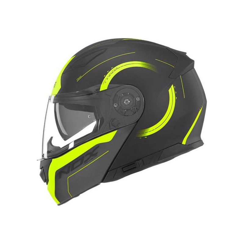 Casque modulable Nox N965 Peak mat jaune fluo/noir- XS