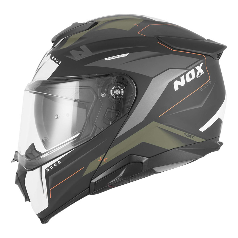 Casque modulable Nox N967 Conquer kaki/orange