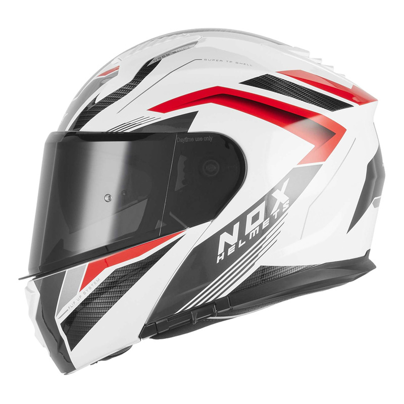 Casque modulable Nox N968 Shift blanc/rouge brillant