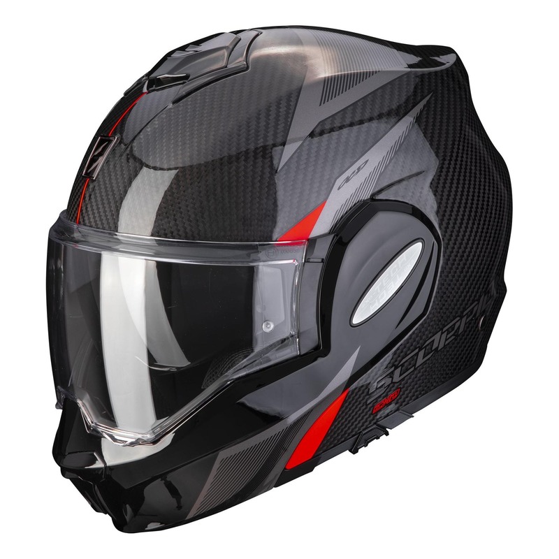 Casque modulable Scorpion EXO-Tech Carbon Top noir/rouge- XS