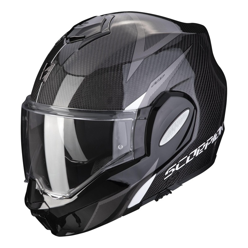 Casque modulable Scorpion EXO-Tech Carbon Top noir/blanc- XS