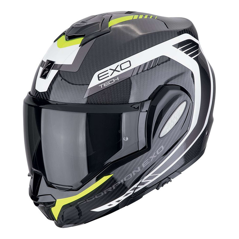 Casque modulable Scorpion Exo-Tech Evo Carbon Cosy black/neon yellow-