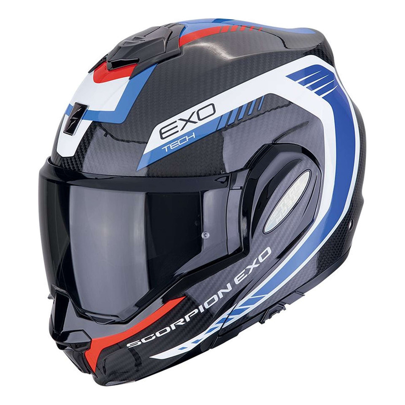 Casque modulable Scorpion Exo-Tech Evo Carbon Cosy black/blue/red
