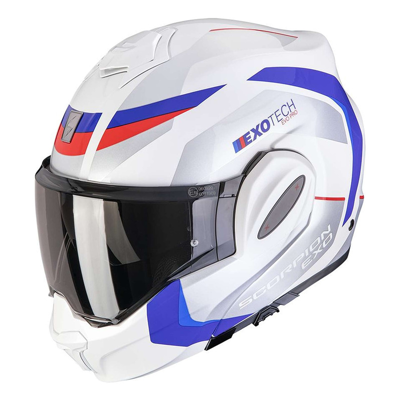 Casque modulable Scorpion Exo-Tech Evo Pro Acuti blanc/bleu/rouge