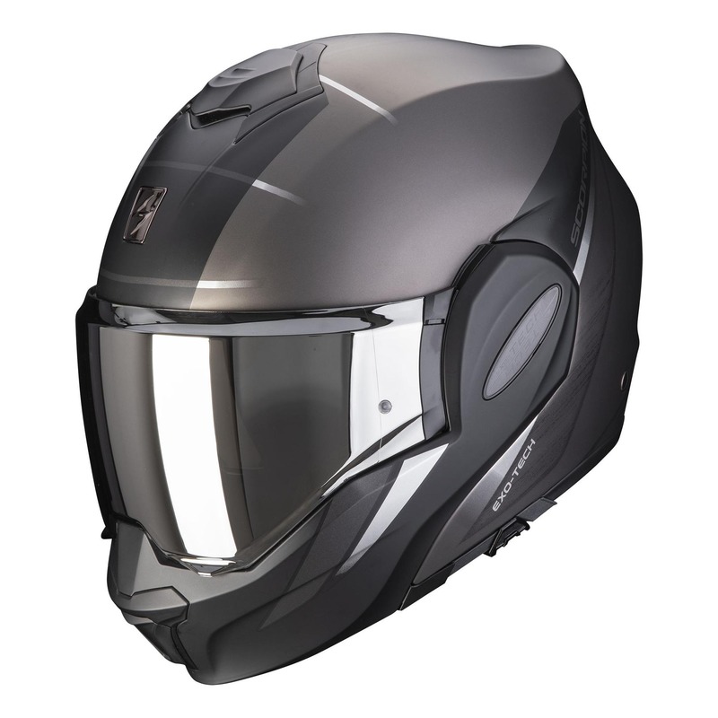 Casque modulable Scorpion EXO-Tech Primus argent/noir mat- XS