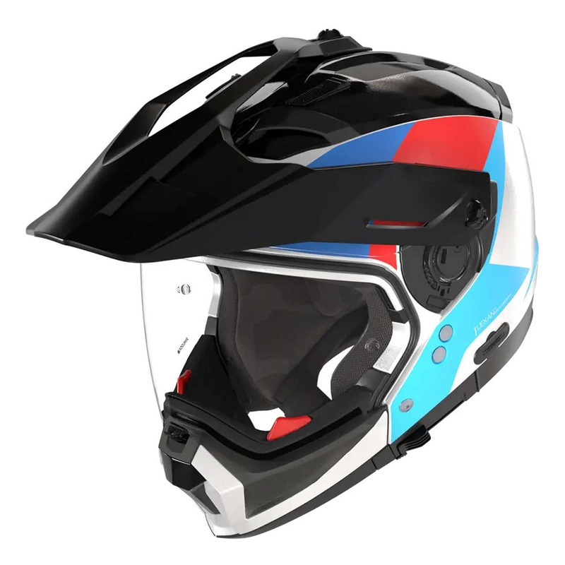 Casque Trail/Adventure Nolan N70-2 X Turbine 350 blanc/noir/bleu métal
