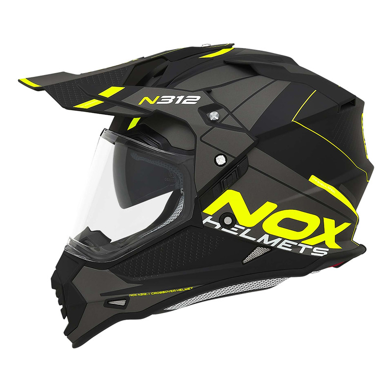 Casque trail/Adventure Nox N312 Drone noir mat/jaune