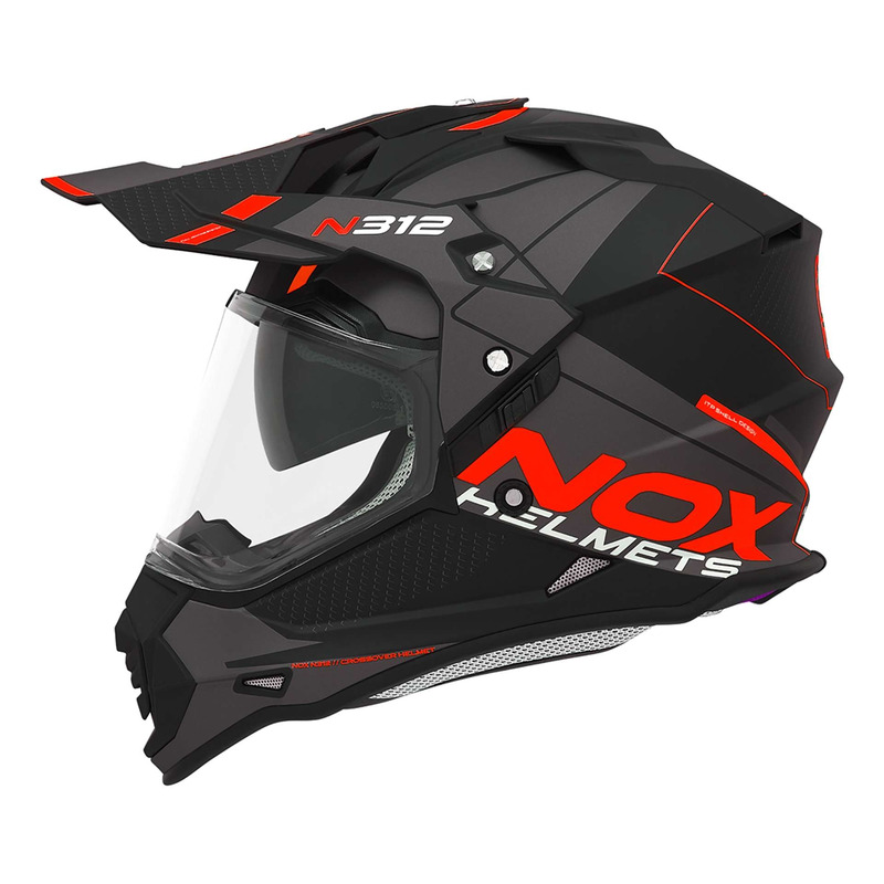 Casque trail/Adventure Nox N312 Drone noir mat/rouge