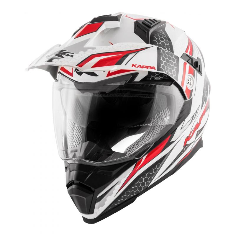 Casque trail Kappa KV30 Enduro Ride blanc verni/rouge/noir- S