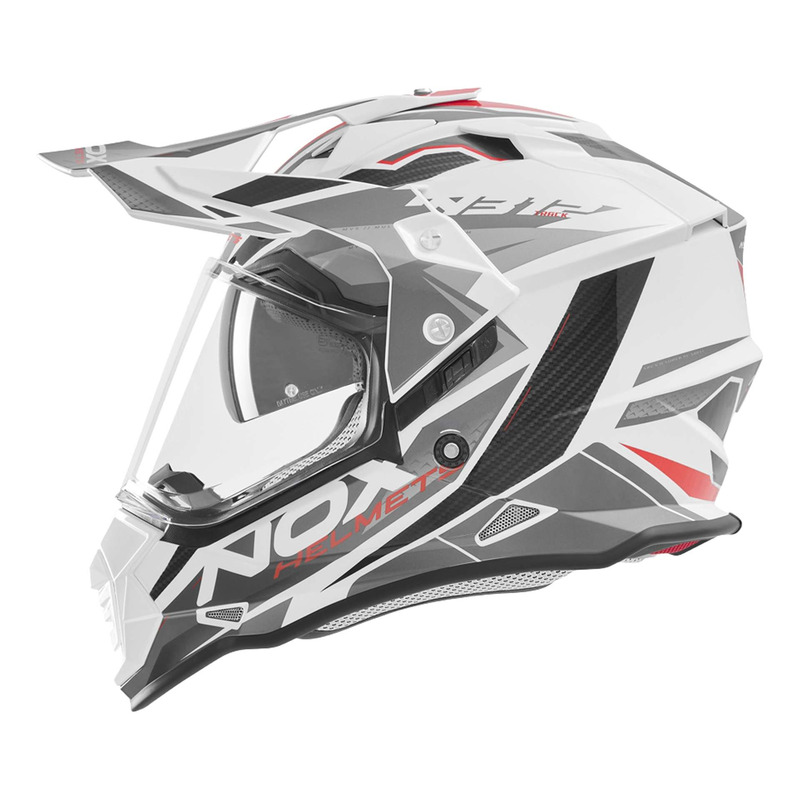 Casque trail Nox N312 Track blanc/rouge
