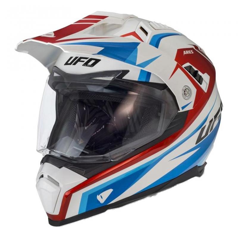 Casque Trail Ufo Aries blanc/rouge/blue- XS