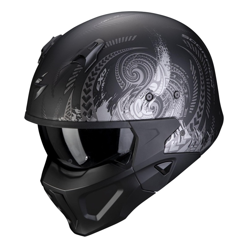 Casque transformable Scorpion Covert-X Tattoo noir/argent mat- XS
