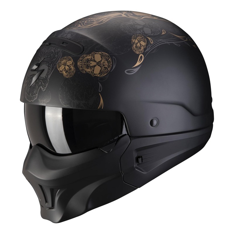 Casque transformable Scorpion EXO-Combat Evo Kalavera noir/or mat- XS