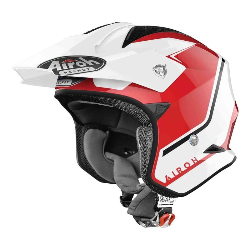 Casque trial Airoh TRR S Keen rouge/blanc brillant