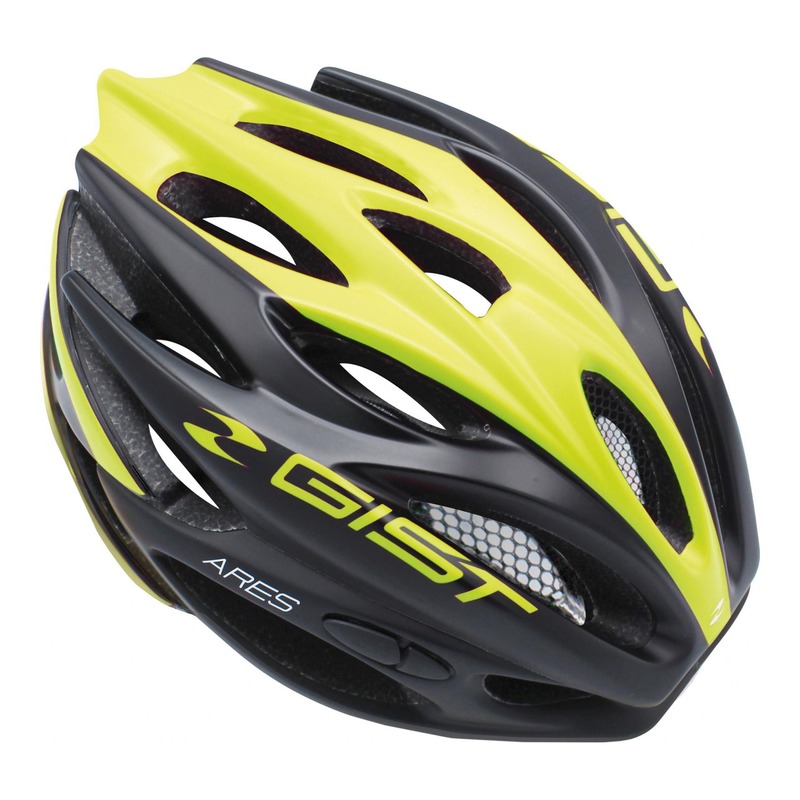 Casque vélo route adulte Gist Ares noir mat et jaune fluo- 52-58
