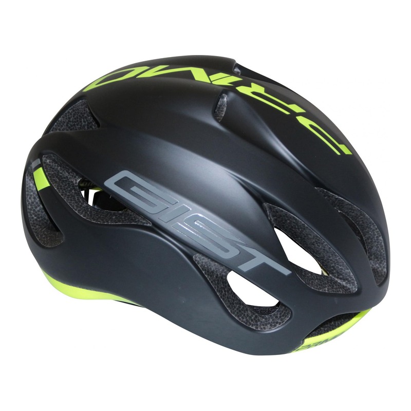 Casque vélo route Gist Primo noir mat/jaune fluo- 52-57