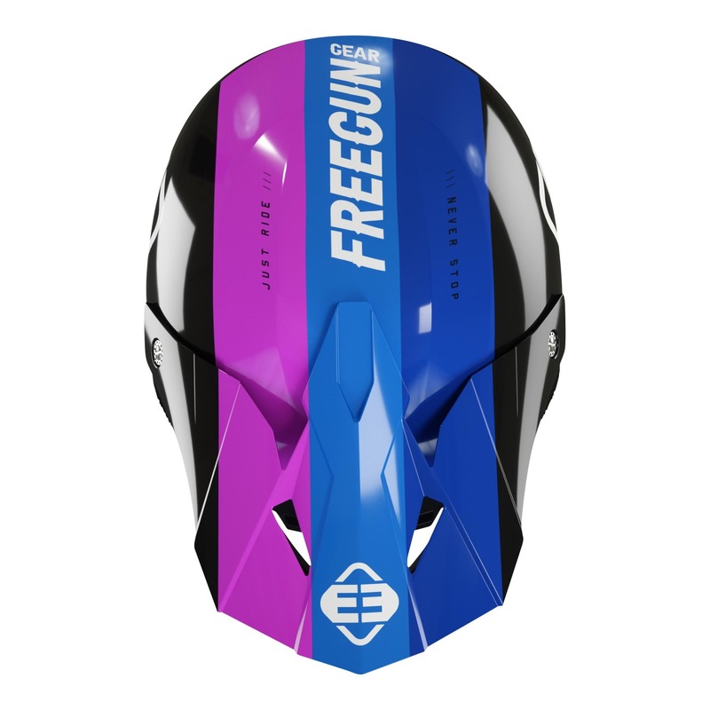 Casquette casque cross enfant Freegun XP-4 Attack jaune fluo/bleu/viol