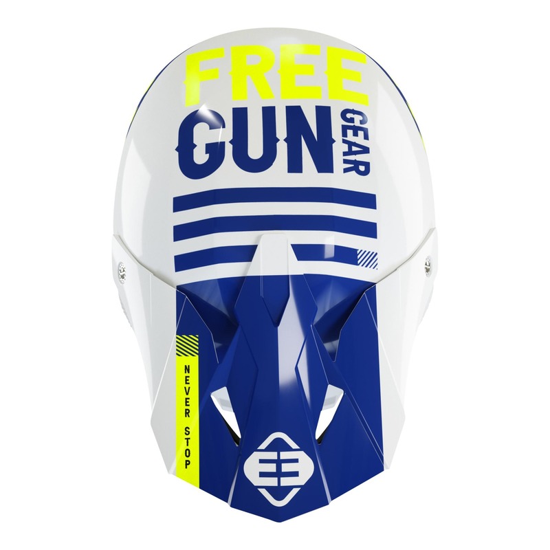 Casquette casque cross Freegun XP-4 Danger navy/blanc/jaune fluo brill