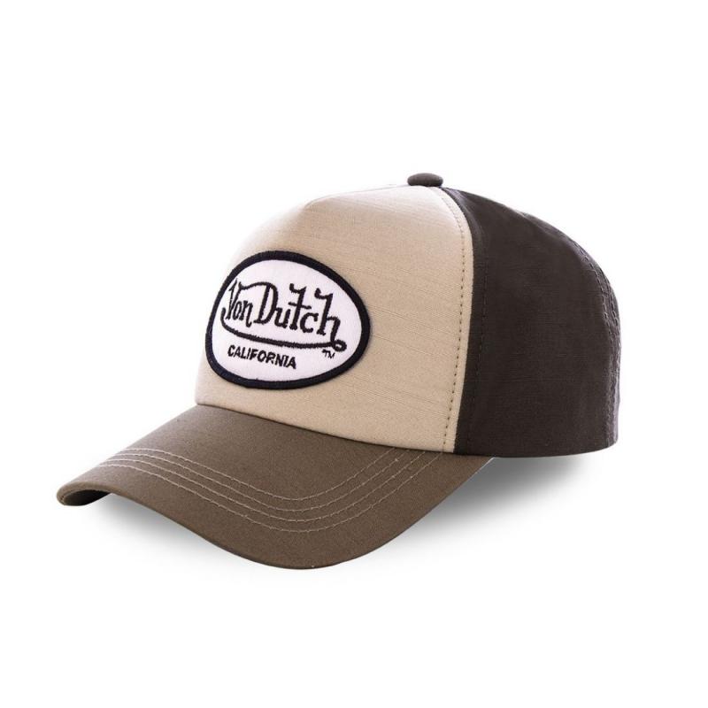 Casquette Von Dutch Jacks Marron Ecusson Blanc