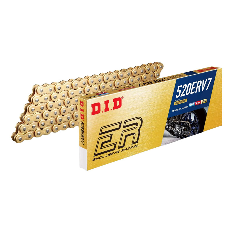 Chaîne de transmission DID 520 ERV7 114 maillons Or avec attache à riveter