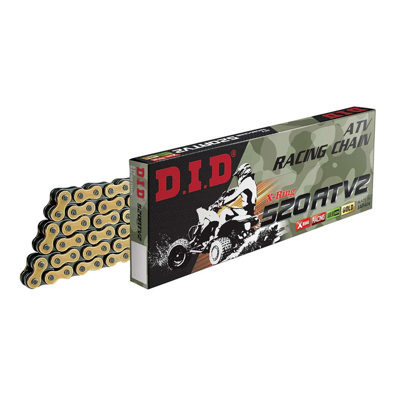 ChaÃ®ne de transmission DID 520ATV2 74 maillons or et noir avec attach